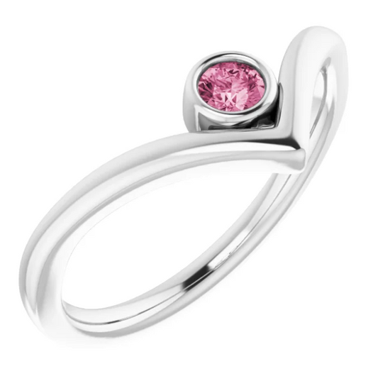 Poppy Pink Tourmaline Chevron Ring