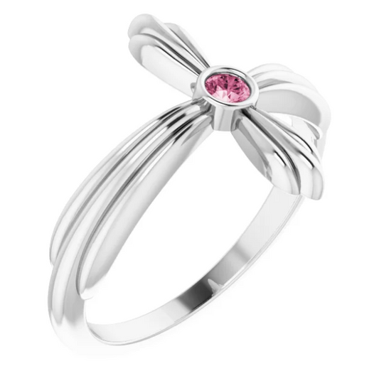 Daffodil Pink Tourmaline Sideways Cross Ring