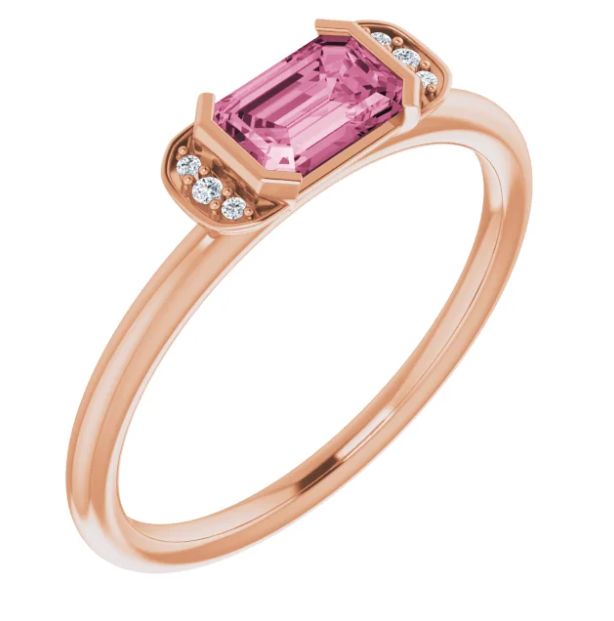 Dahlia Pink Tourmaline and Diamond Ring