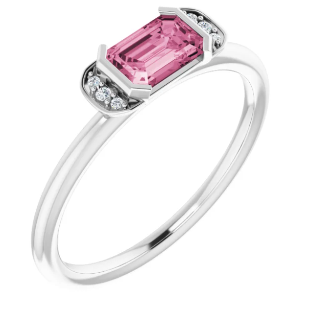 Dahlia Pink Tourmaline and Diamond Ring