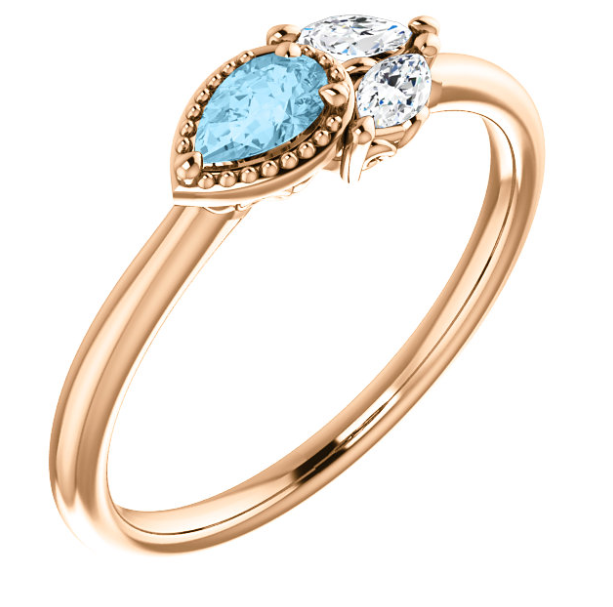 Jasmine Aquamarine and Diamond Ring