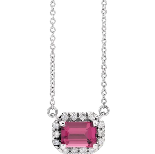 Zinnia Pink Tourmaline & Diamond Necklace