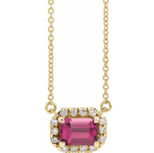 Zinnia Pink Tourmaline & Diamond Necklace