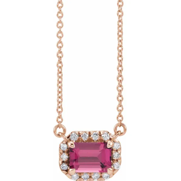 Zinnia Pink Tourmaline & Diamond Necklace