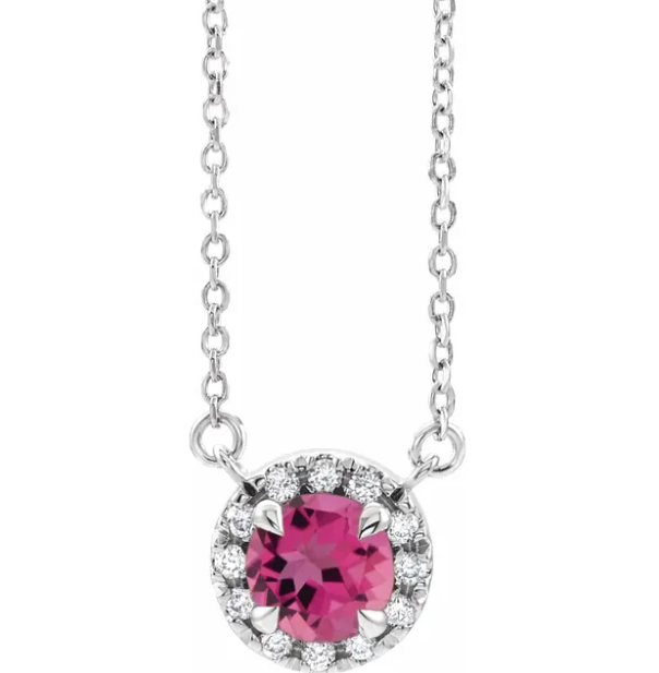 Hydrangea Pink Tourmaline & Diamond Necklace