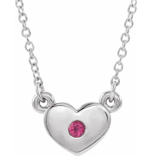 Tulip Pink Tourmaline Heart Necklace