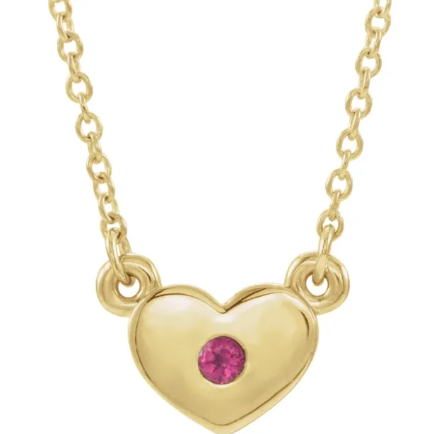 Tulip Pink Tourmaline Heart Necklace