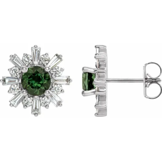 Aster Green Tourmaline Starburst Earrings