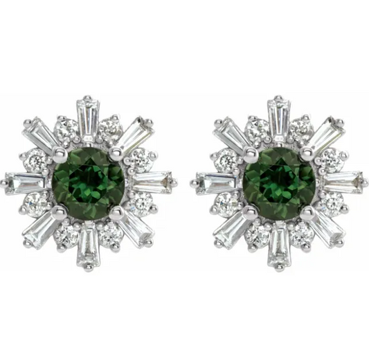 Aster Green Tourmaline Starburst Earrings