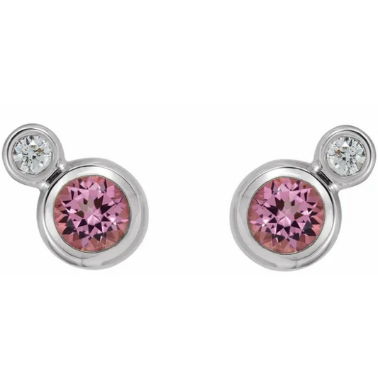 Poppy Pink Tourmaline & Diamond Earrings