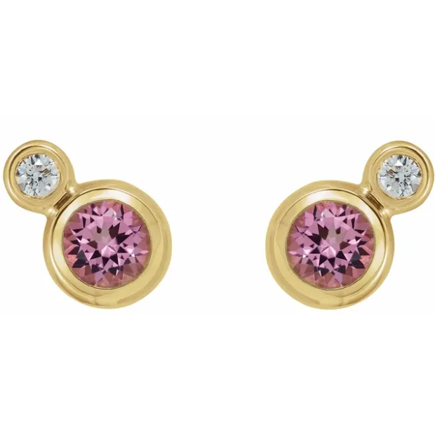 Poppy Pink Tourmaline & Diamond Earrings
