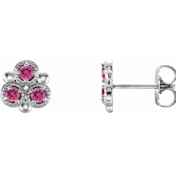 Clover Pink Tourmaline Earrings