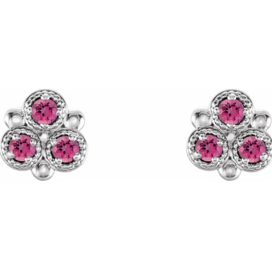 Clover Pink Tourmaline Earrings