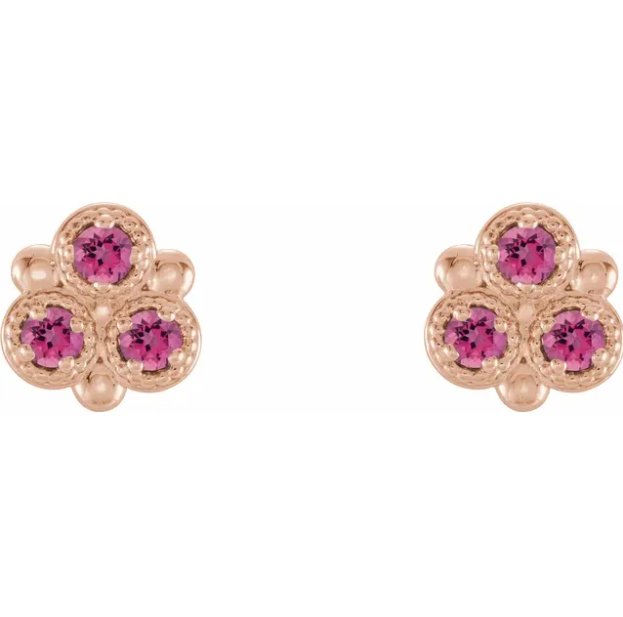 Clover Pink Tourmaline Earrings