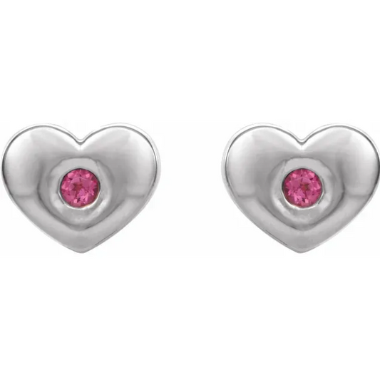 Tulip Pink Tourmaline Heart Earrings