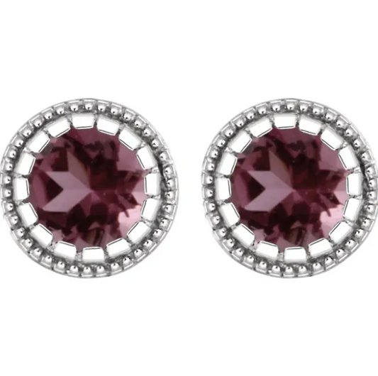 Jasmine Pink Tourmaline Bezel Set Earrings