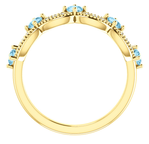Myrtle Aquamarine and Diamond Crown Ring
