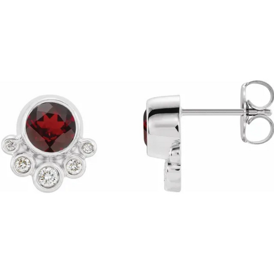 Poppy Garnet & Diamond Earrings