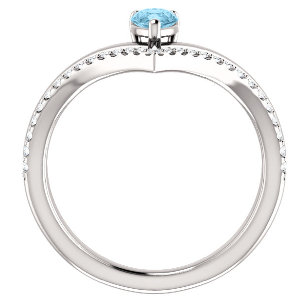 Bellflower Aquamarine and Diamond Chevron Ring