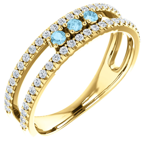 Lilac Aquamarine and Diamond Ring