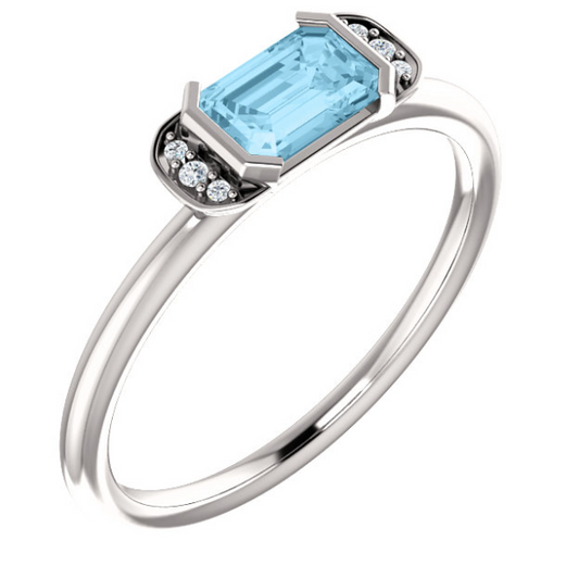 Dahlia Aquamarine and Diamond Ring