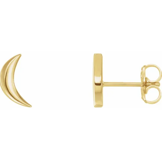 Aster Crescent Moon Stud Earrings