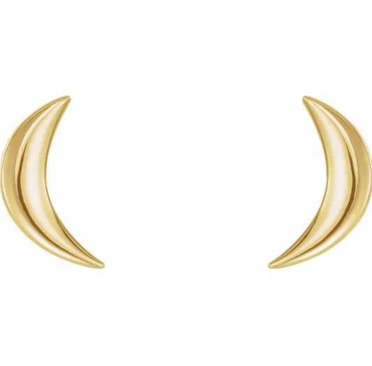 Aster Crescent Moon Stud Earrings