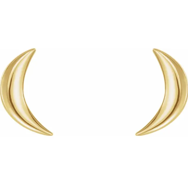 Aster Crescent Moon Stud Earrings