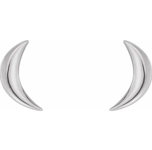 Aster Crescent Moon Stud Earrings