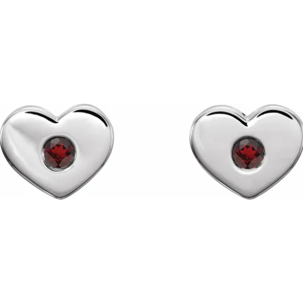 Tulip Garnet Heart Earrings