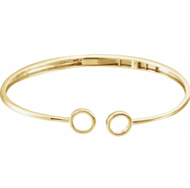 Craspedia Circle Hinged Cuff Bracelet