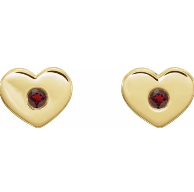 Tulip Garnet Heart Earrings