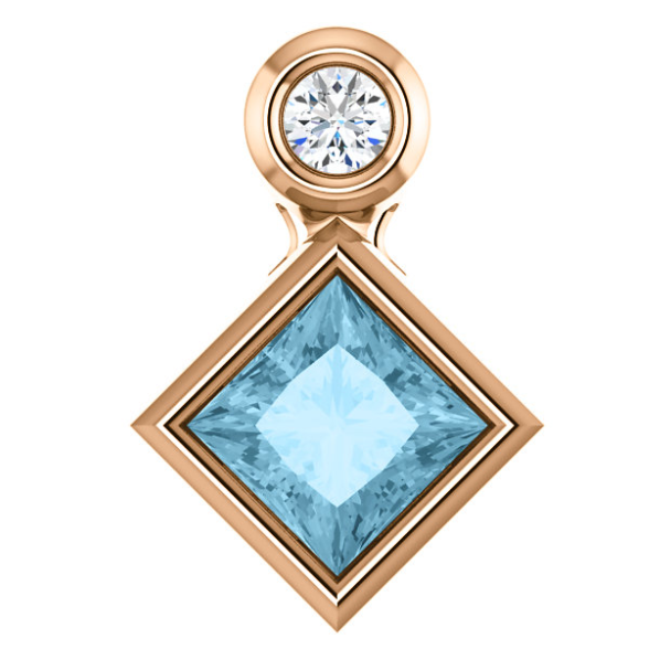 Dahlia Bezel Aquamarine & Diamond Pendant