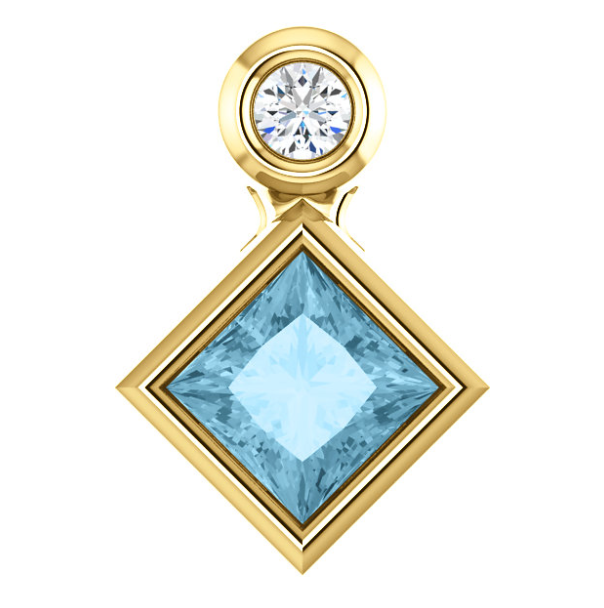 Dahlia Bezel Aquamarine & Diamond Pendant