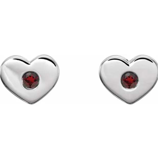 Tulip Garnet Heart Earrings