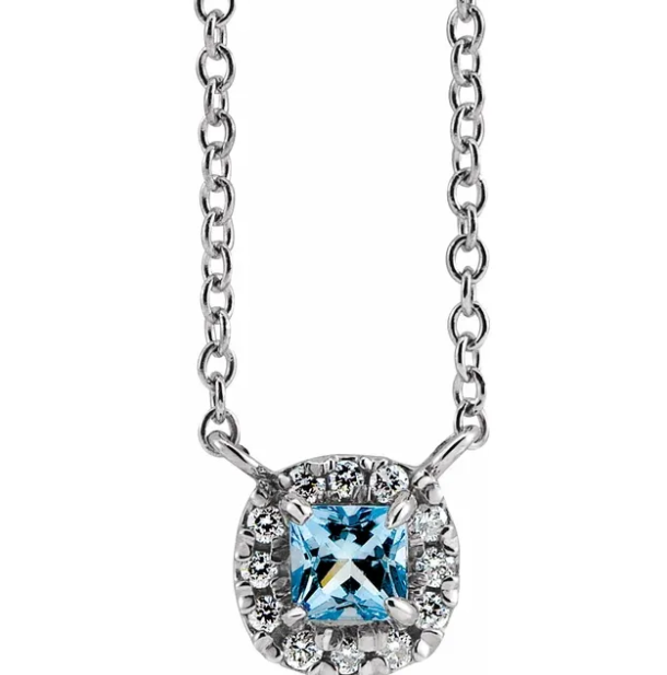 Fritillaria Aquamarine & Diamond Necklace