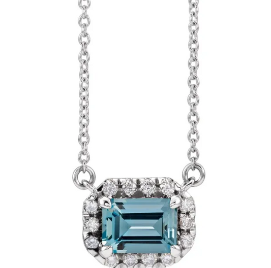 Zinnia Aquamarine & Diamond Necklace