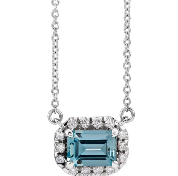 Zinnia Aquamarine & Diamond Necklace