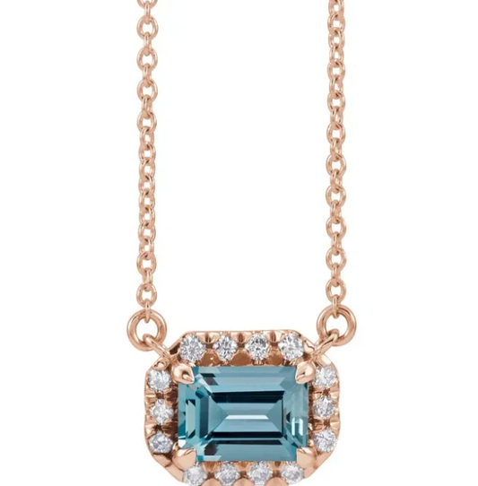 Zinnia Aquamarine & Diamond Necklace