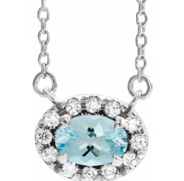 Plumeria Aquamarine & Diamond Necklace