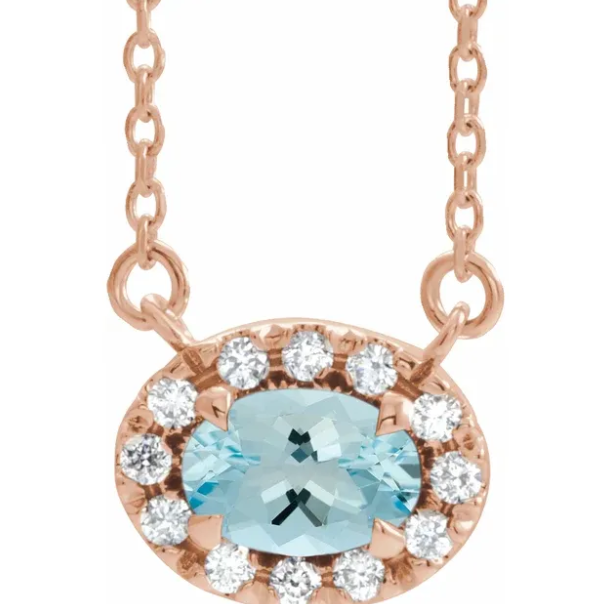 Plumeria Aquamarine & Diamond Necklace