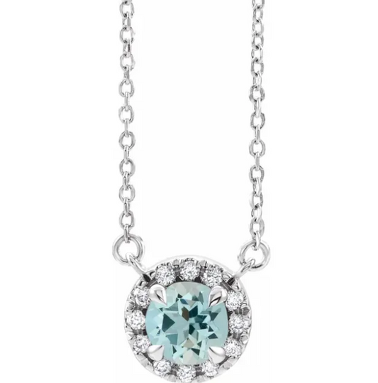 Hydrangea Aquamarine & Diamond Necklace