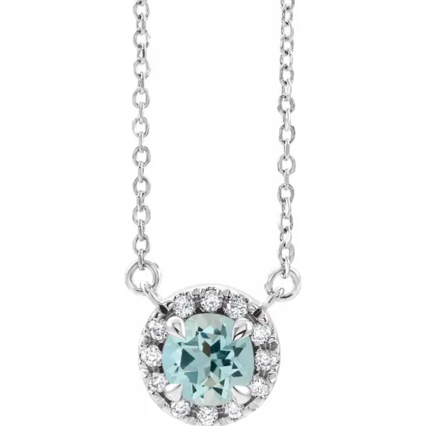 Hydrangea Aquamarine & Diamond Necklace