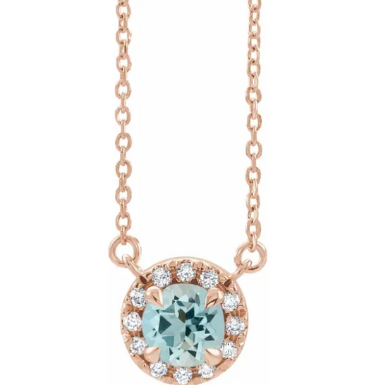 Hydrangea Aquamarine & Diamond Necklace