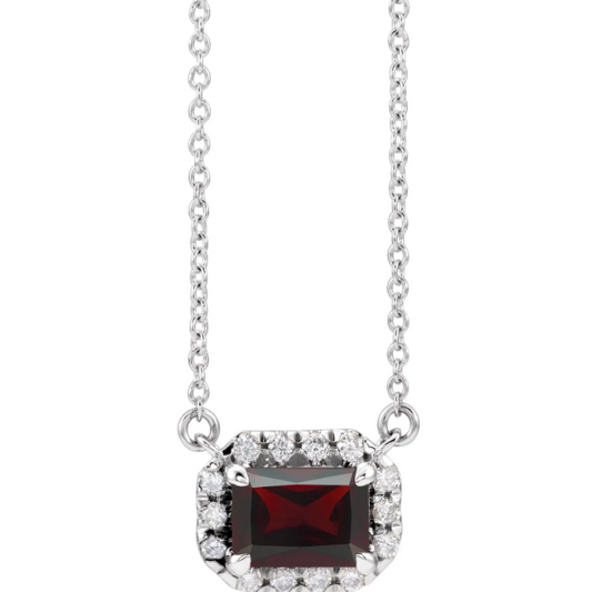 Zinnia Cut Garnet & Diamond Necklace