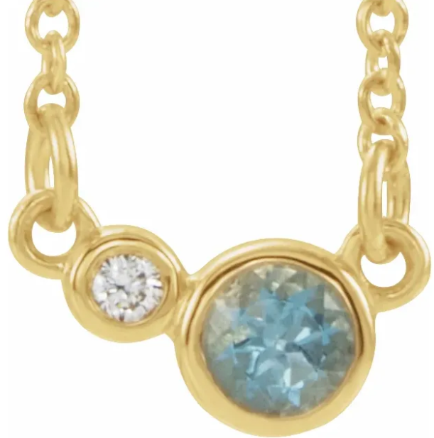 Poppy Aquamarine & Diamond Necklace