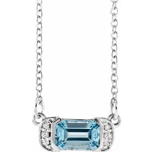 Dahlia Aquamarine & Diamond Necklace