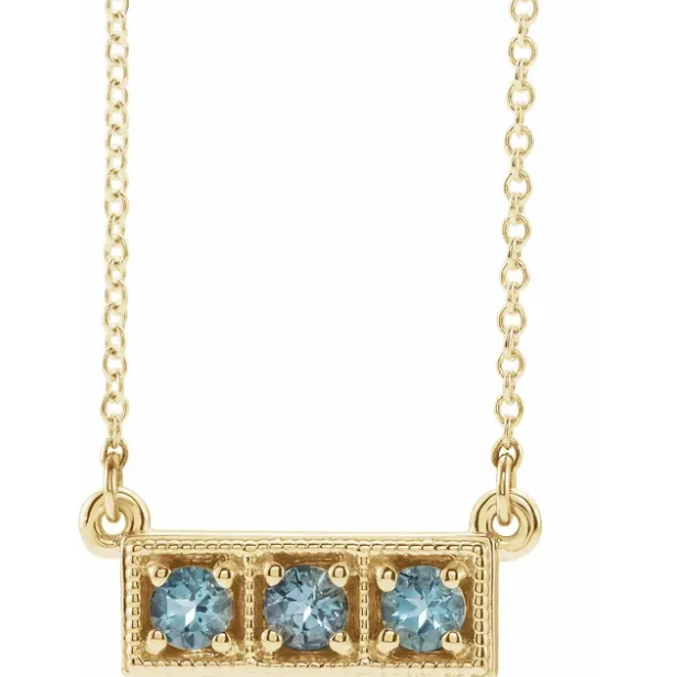 Iris Aquamarine Three Stone Necklace