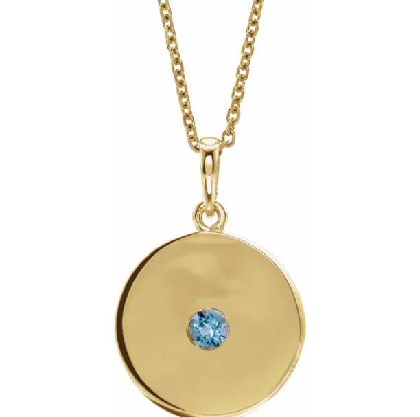 Poppy Aquamarine Disc Necklace