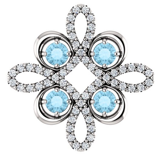 Clover Blue Zircon & Diamond Pendant